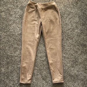 Tan Color Faux-Suede Leggings w/pockets ~ 
Sz M